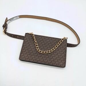NEW Michael Kors monogram chain detail belt bag